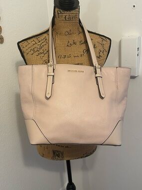 Michael Kors “Aria” Pale Pink Pebbled Leather Tote